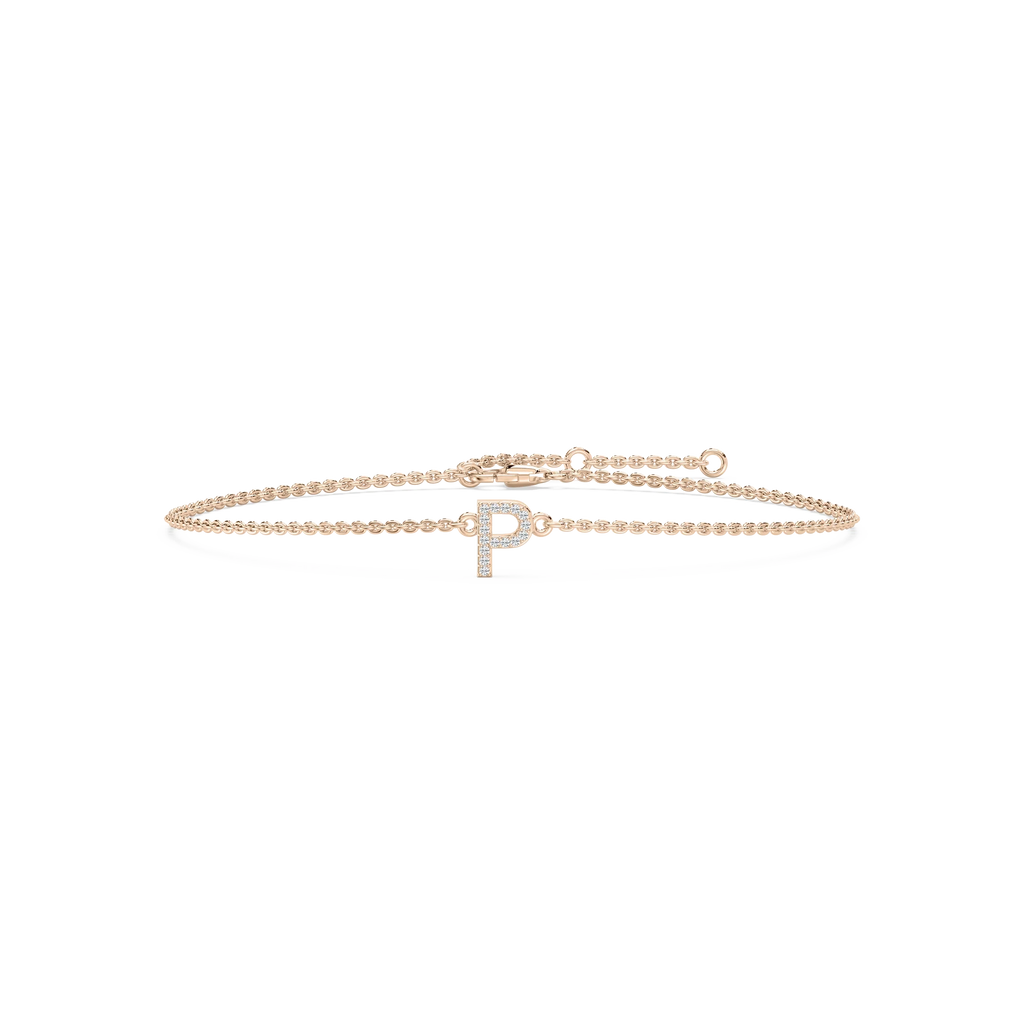 1/8 ctw Round LGD Initial Bracelet – 7 Inches - 14K Rose Gold / P