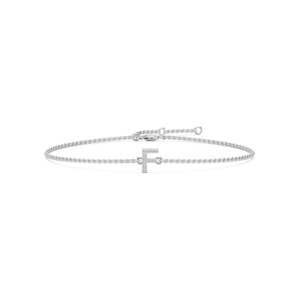1/8 ctw Round LGD Initial Bracelet – 7 Inches - 14K White Gold / F