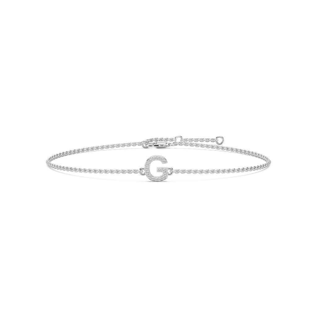 1/8 ctw Round LGD Initial Bracelet – 7 Inches - 14K White Gold / G