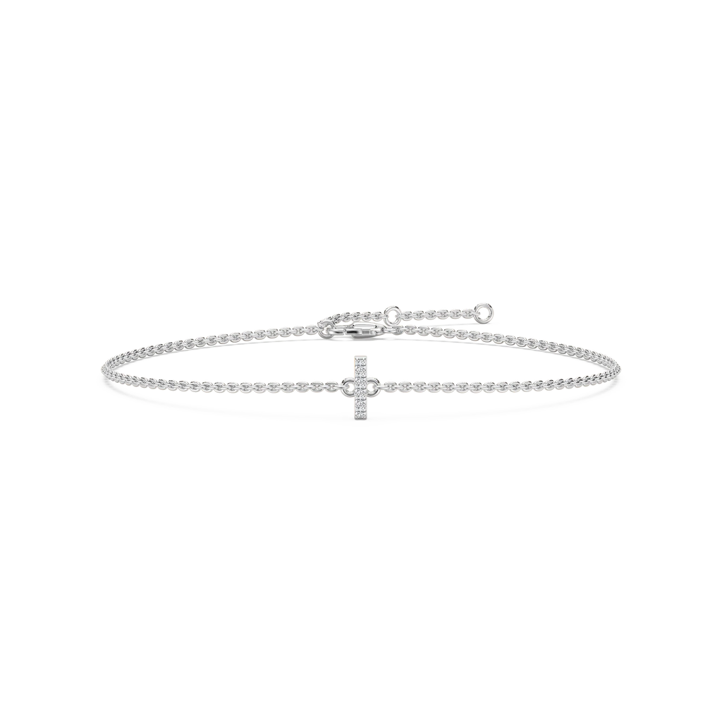 1/8 ctw Round LGD Initial Bracelet – 7 Inches - 14K White Gold / I