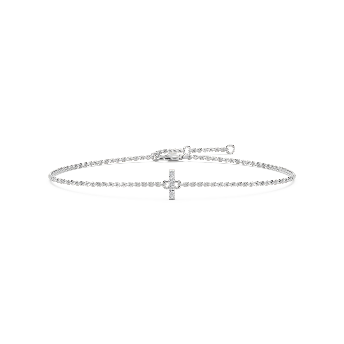 1/8 ctw Round LGD Initial Bracelet – 7 Inches - 14K White Gold / I