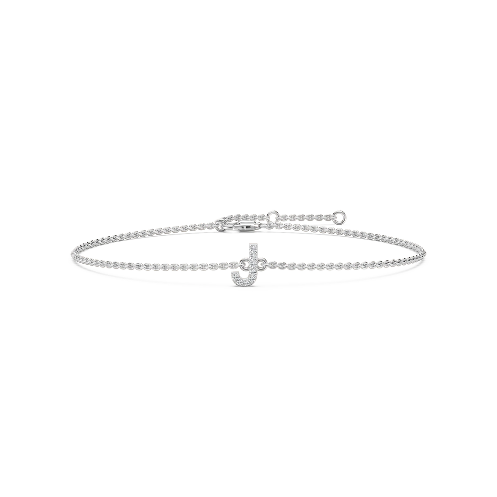 1/8 ctw Round LGD Initial Bracelet – 7 Inches - 14K White Gold / J