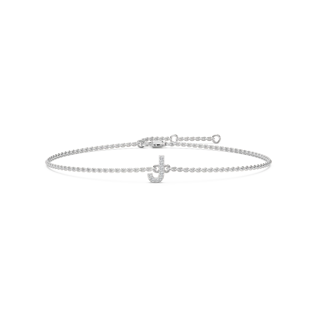 1/8 ctw Round LGD Initial Bracelet – 7 Inches - 14K White Gold / J