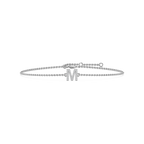 1/8 ctw Round LGD Initial Bracelet – 7 Inches - 14K White Gold / M