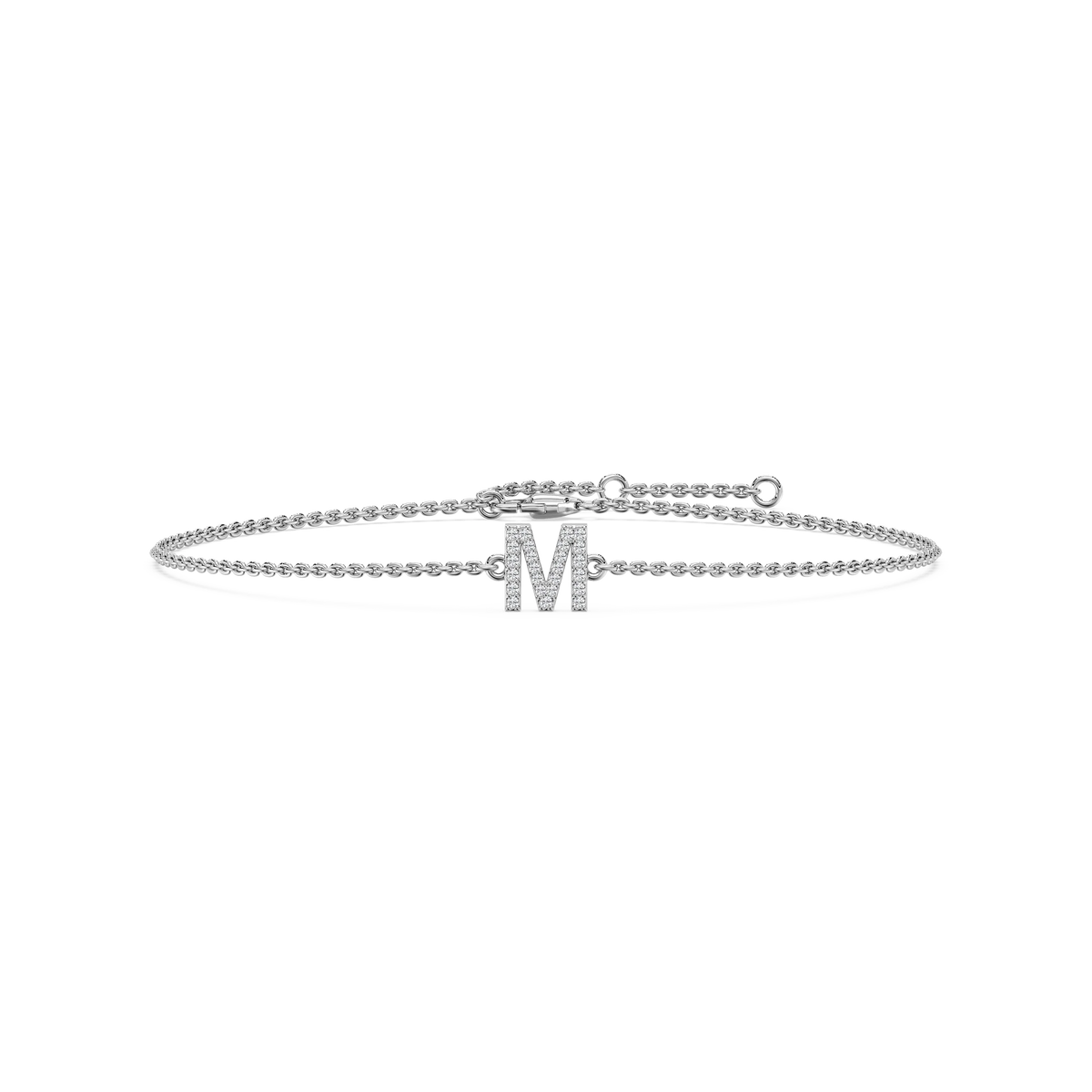 1/8 ctw Round LGD Initial Bracelet – 7 Inches - 14K White Gold / M