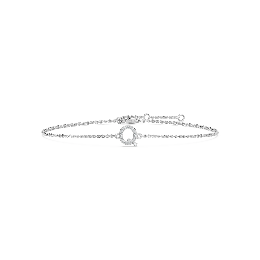 1/8 ctw Round LGD Initial Bracelet – 7 Inches - 14K White Gold / Q