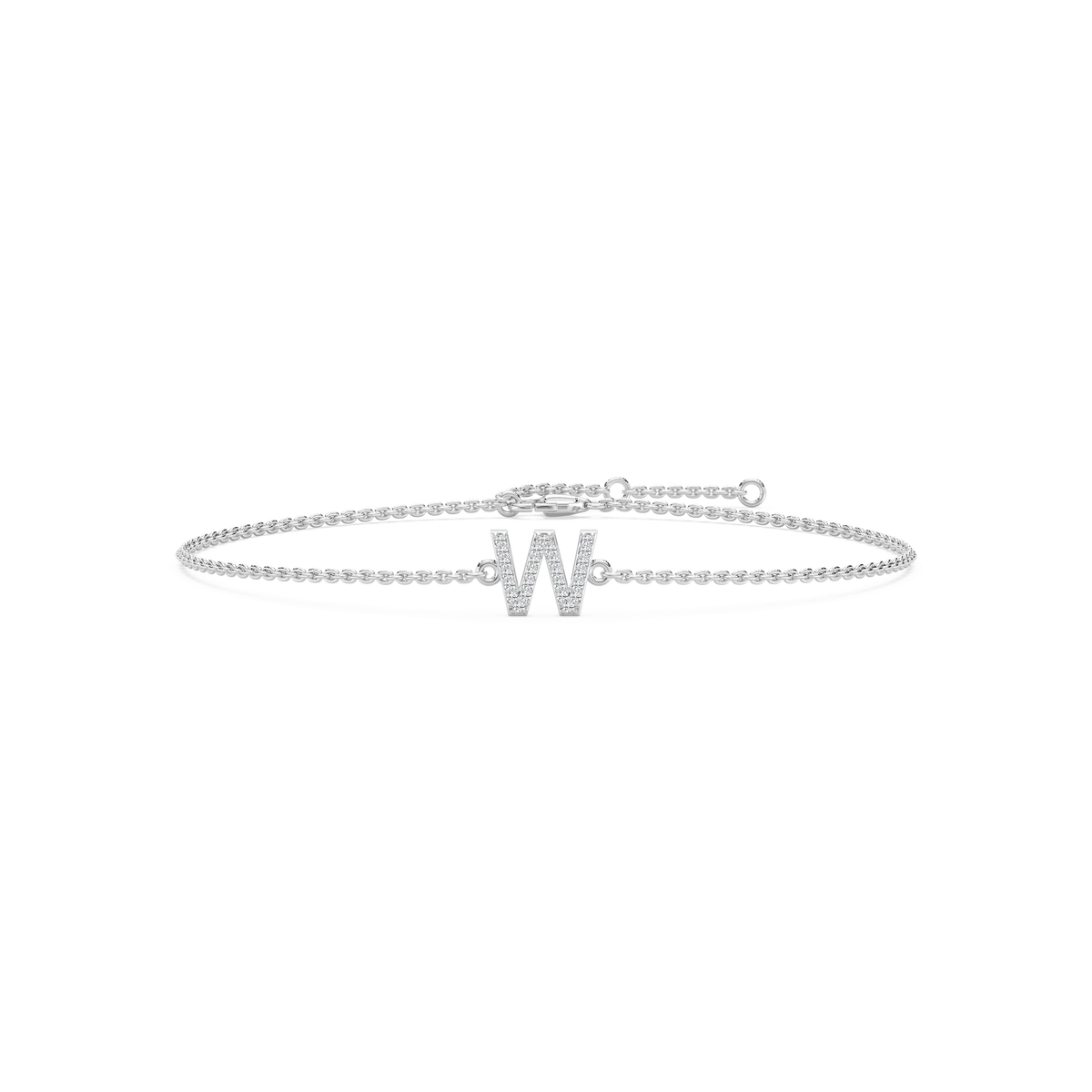 1/8 ctw Round LGD Initial Bracelet – 7 Inches - 14K White Gold / W