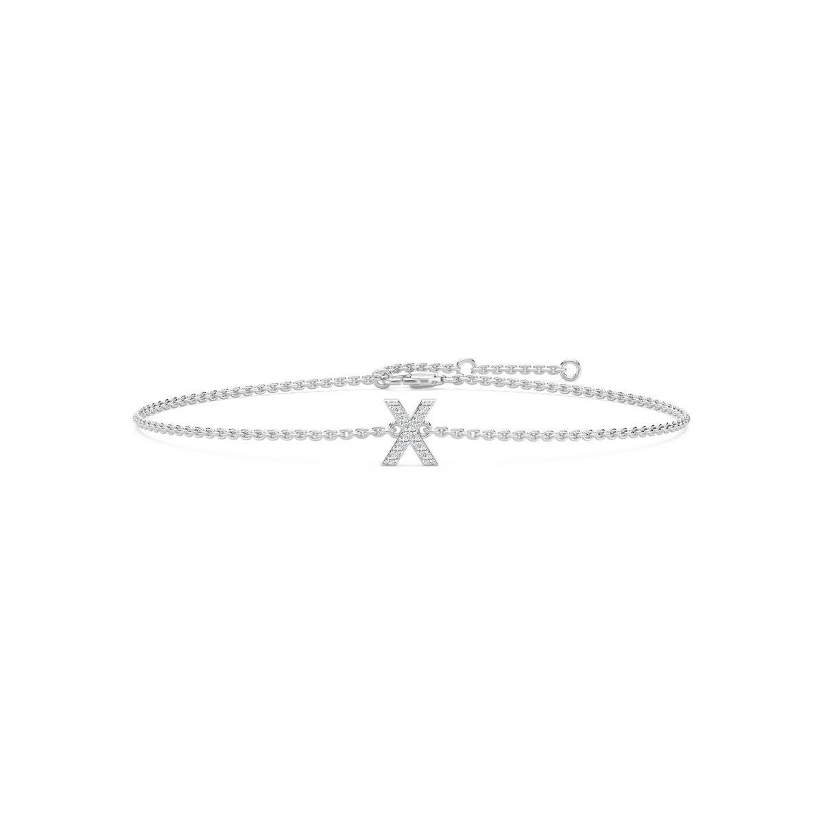 1/8 ctw Round LGD Initial Bracelet – 7 Inches - 14K White Gold / X