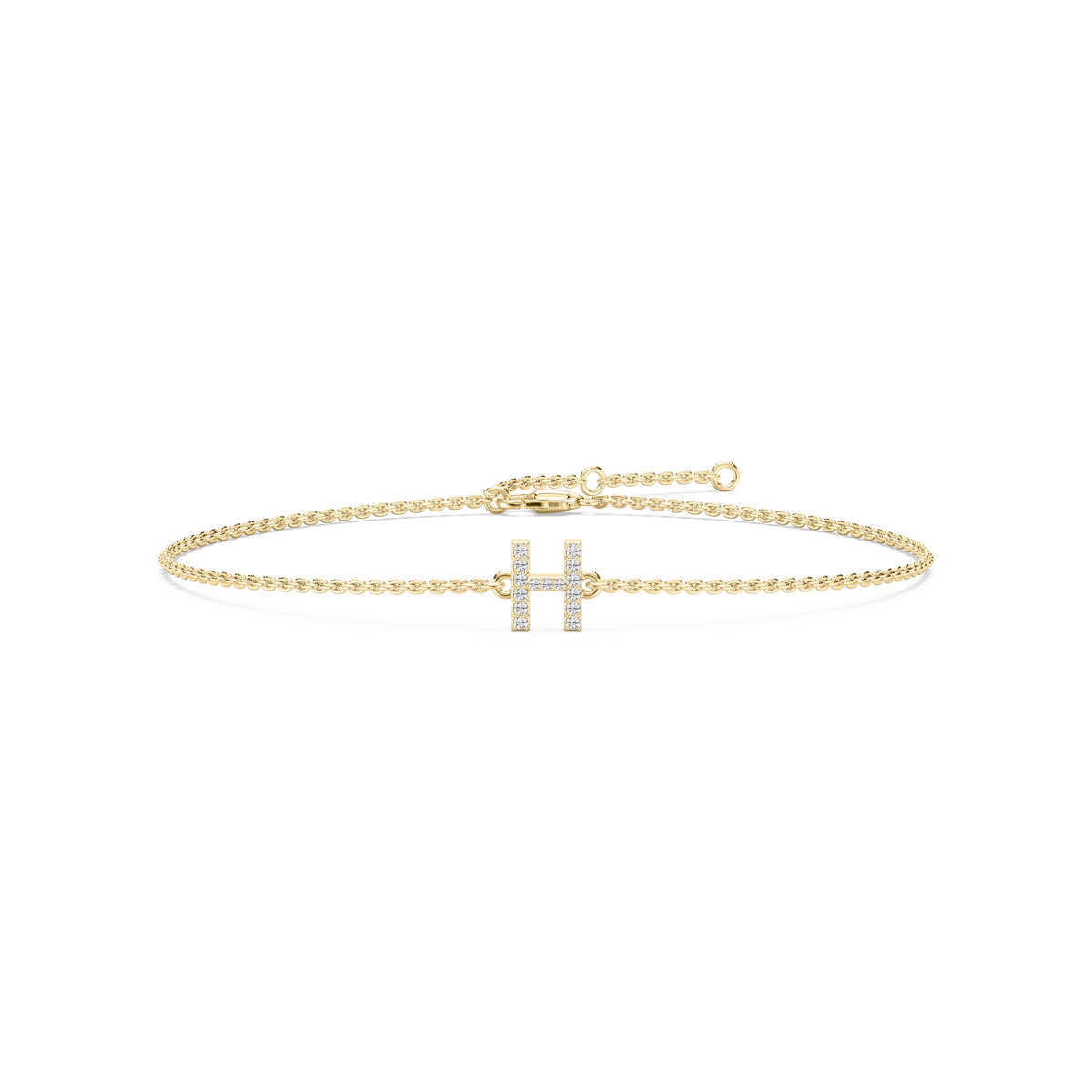 1/8 ctw Round LGD Initial Bracelet – 7 Inches - 14K Yellow Gold / H