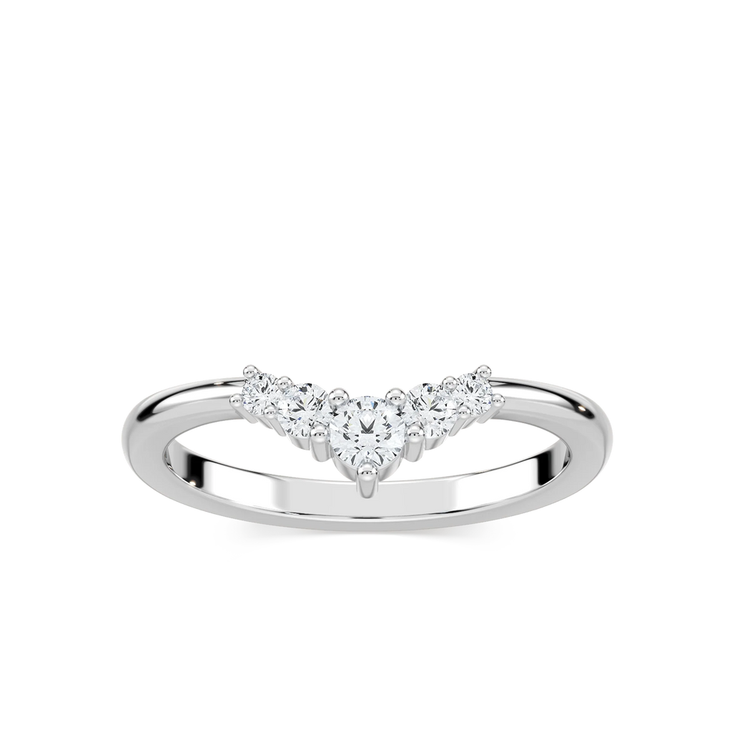 Kennedi 1/4 ctw Round LGD Graduated Chevron Stackable Band - 14K White Gold
