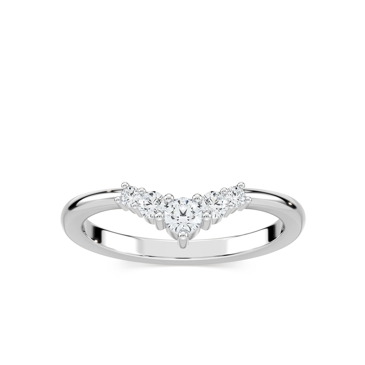 Kennedi 1/4 ctw Round LGD Graduated Chevron Stackable Band - 14K White Gold