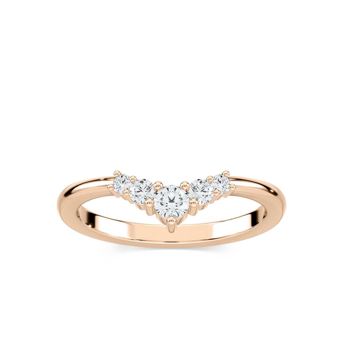 Kennedi 1/4 ctw Round LGD Graduated Chevron Stackable Band - 14K Rose Gold