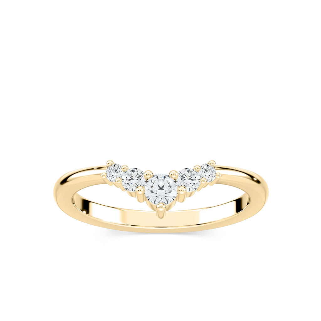 Kennedi 1/4 ctw Round LGD Graduated Chevron Stackable Band - 14K Yellow Gold