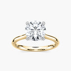 Marie LGD Cathedral Claw Prong Solitaire Engagement Ring - Two-Tone 14K White Gold and 14K Yellow Gold