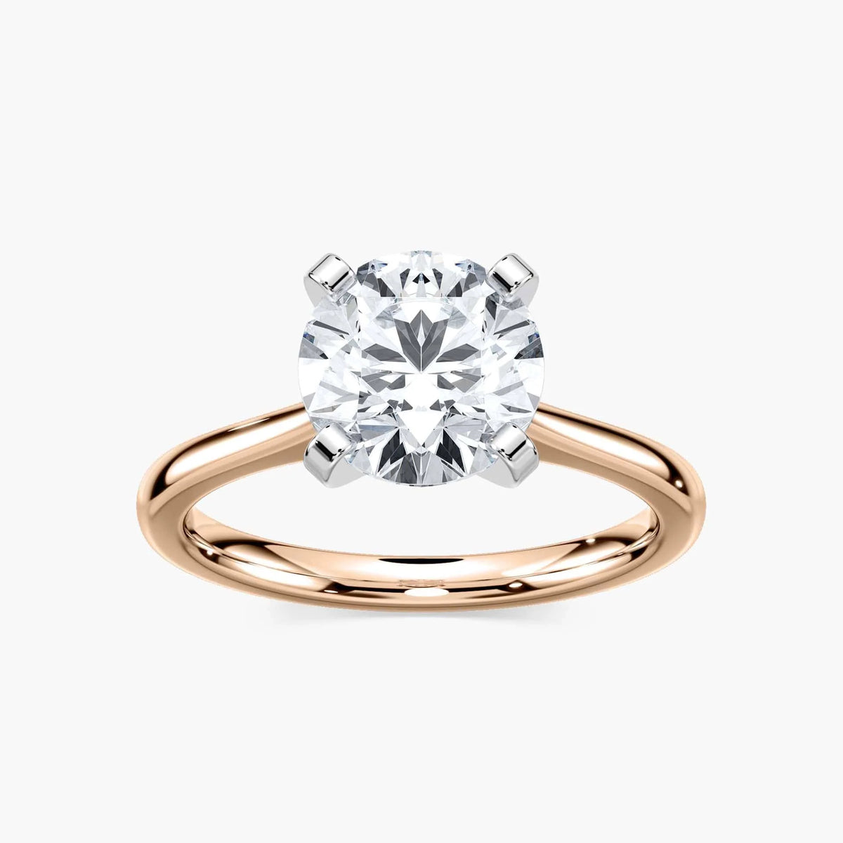Marie LGD Cathedral Stackable Solitaire Engagement Ring - Two-Tone 14K White Gold and 14K Rose Gold