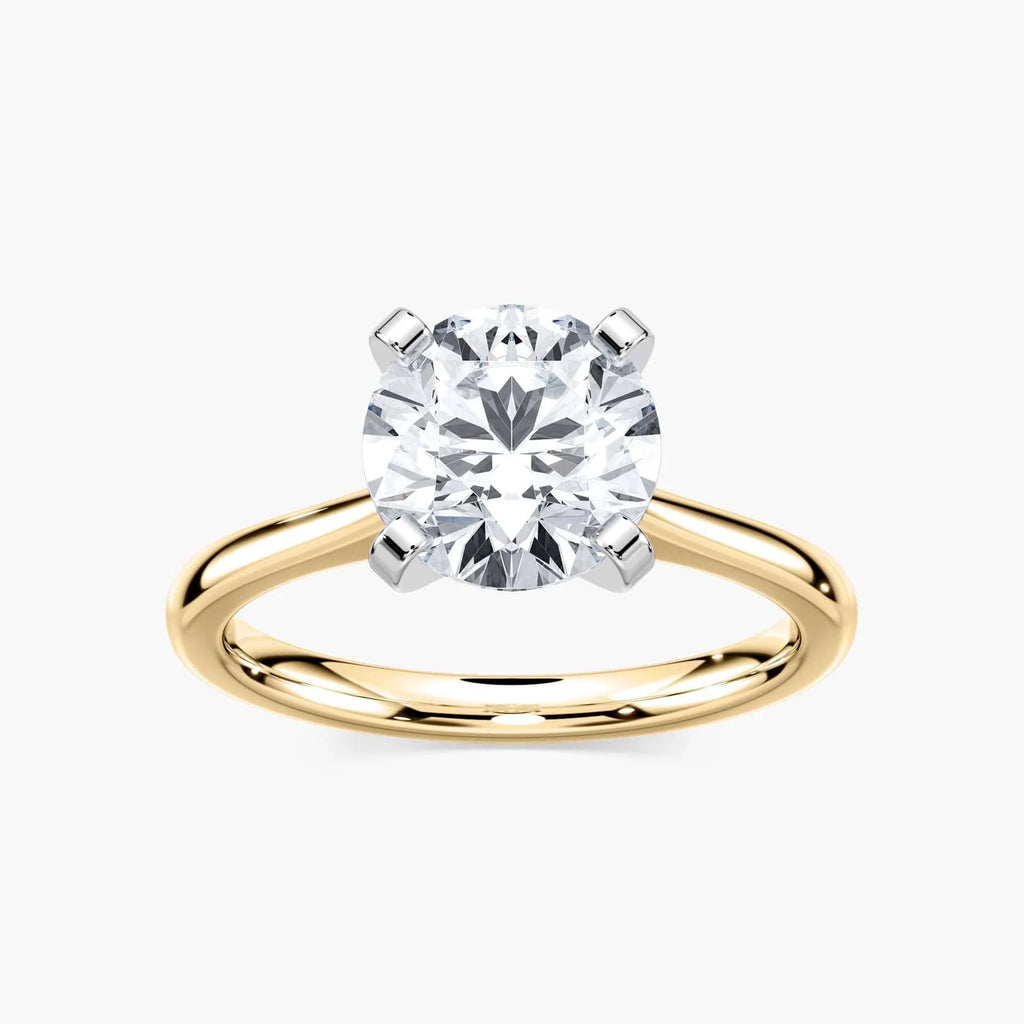 Marie LGD Cathedral Stackable Solitaire Engagement Ring - Two-Tone 14K White Gold and 14K Yellow Gold