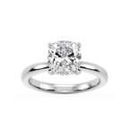 Donna Cushion LGD Claw Prong Hidden Halo Engagement Ring - 14K White Gold / 4 ct / F-VS2