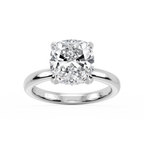 Donna Cushion LGD Claw Prong Hidden Halo Engagement Ring - 14K White Gold / 6 ct / F-VS2