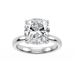 Donna Cushion LGD Claw Prong Hidden Halo Engagement Ring - 14K White Gold / 7 ct / F-VS2