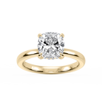 Donna Cushion LGD Claw Prong Hidden Halo Engagement Ring - 14K Yellow Gold / 4 ct / F-VS2