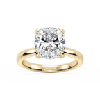 Donna Cushion LGD Claw Prong Hidden Halo Engagement Ring - 14K Yellow Gold / 6 ct / F-VS2