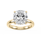 Donna Cushion LGD Claw Prong Hidden Halo Engagement Ring - 14K Yellow Gold / 7 ct / F-VS2