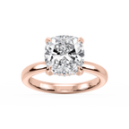 Donna Cushion LGD Claw Prong Hidden Halo Engagement Ring - 14K Rose Gold / 5 ct / F-VS2