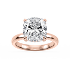 Donna Cushion LGD Claw Prong Hidden Halo Engagement Ring - 14K Rose Gold / 7 ct / F-VS2
