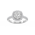 Doris Cushion LGD Classic Prong Halo Engagement Ring - 14K White Gold