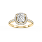 Doris Cushion LGD Classic Prong Halo Engagement Ring - 14K Yellow Gold