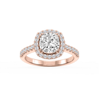 Doris Cushion LGD Classic Prong Halo Engagement Ring - 14K Rose Gold