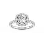 Doris Cushion LGD Classic Prong Halo Engagement Ring - Platinum