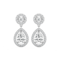 2 ¹/₅  ctw Pear and Round LGD Double Halo Drop Earrings - 14K White Gold