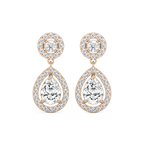 2 ¹/₅  ctw Pear and Round LGD Double Halo Drop Earrings - 14K Rose Gold