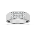 Sebastian 1 ctw Round LGD 3.50mm Double Row Mens Wedding Band - 14K White Gold