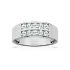 Sebastian 1 ctw Round LGD 3.50mm Double Row Mens Wedding Band - 14K White Gold