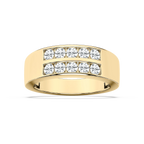 Sebastian 1 ctw Round LGD 3.50mm Double Row Mens Wedding Band - 14K Yellow Gold