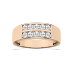 Sebastian 1 ctw Round LGD 3.50mm Double Row Mens Wedding Band - 14K Rose Gold