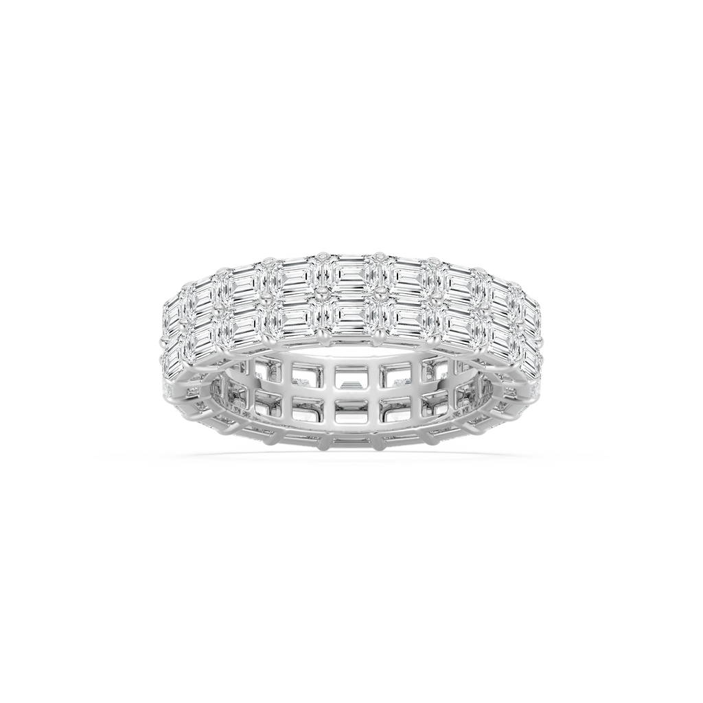 Sophie 5 ⅕ ctw Emerald LGD East West Double Row Eternity Band - 14K White Gold