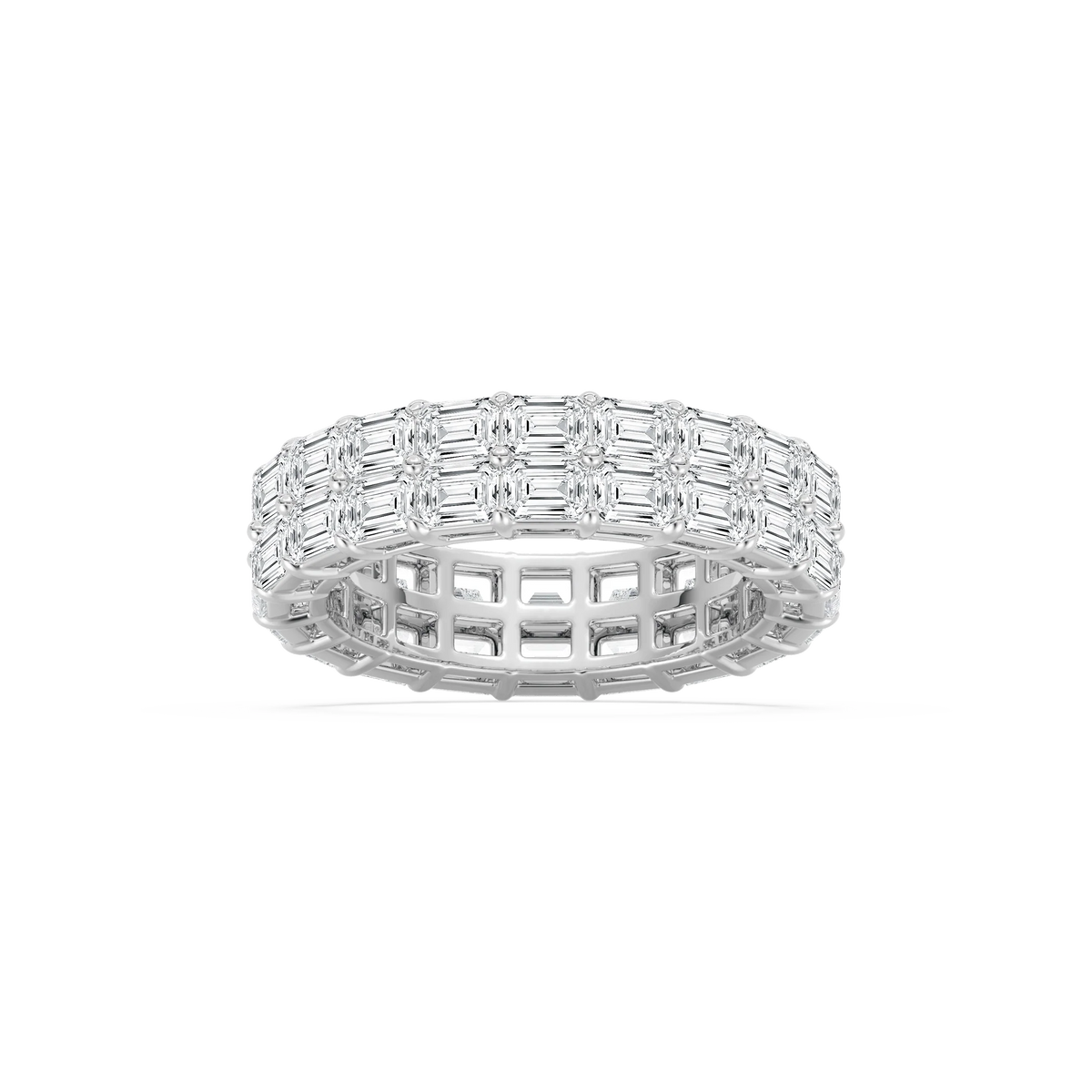 Sophie 5 ⅕ ctw Emerald LGD East West Double Row Eternity Band - 14K White Gold