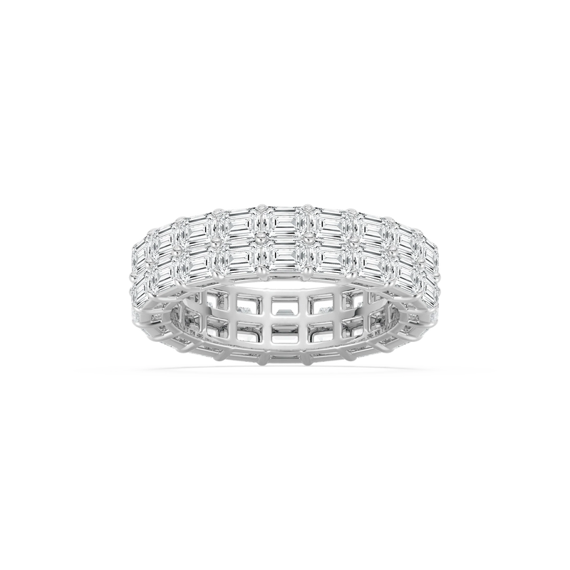 Sophie 5 ⅕ ctw Emerald LGD East West Double Row Eternity Band - 14K White Gold