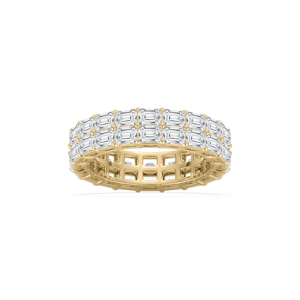 Sophie 5 ⅕ ctw Emerald LGD East West Double Row Eternity Band - 14K Yellow Gold