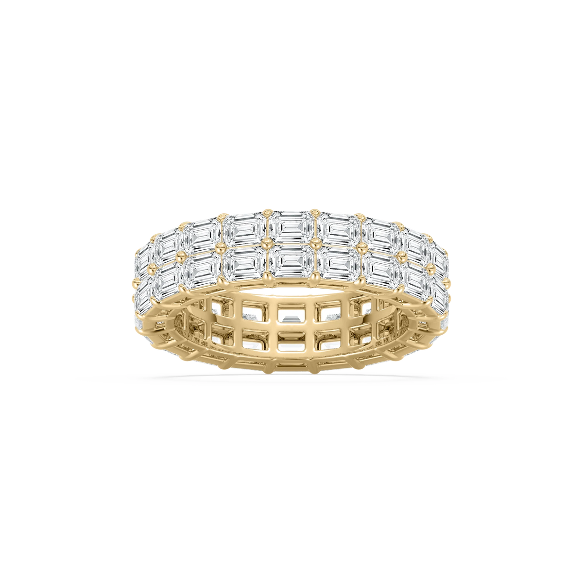 Sophie 5 ⅕ ctw Emerald LGD East West Double Row Eternity Band - 14K Yellow Gold