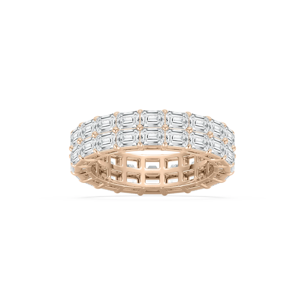 Sophie 5 ⅕ ctw Emerald LGD East West Double Row Eternity Band - 14K Rose Gold