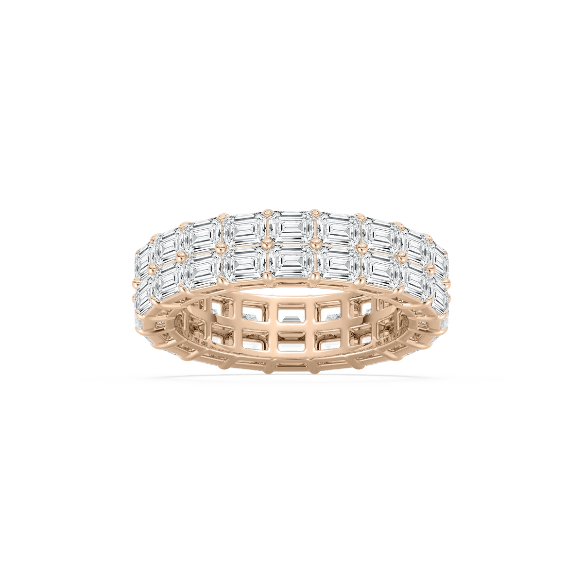 Sophie 5 ⅕ ctw Emerald LGD East West Double Row Eternity Band - 14K Rose Gold