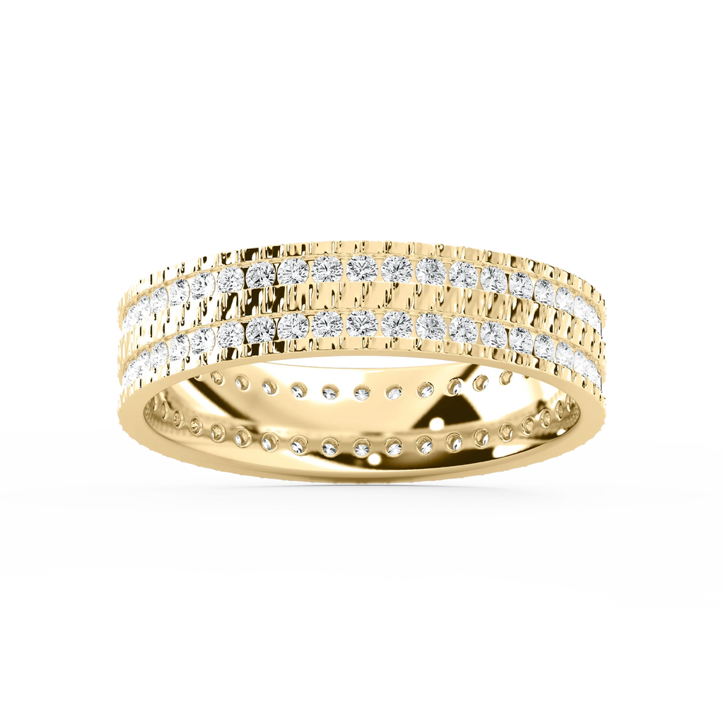 James 1 ctw Round LGD 5.4mm Double Row Mens Wedding Band - 14K Yellow Gold