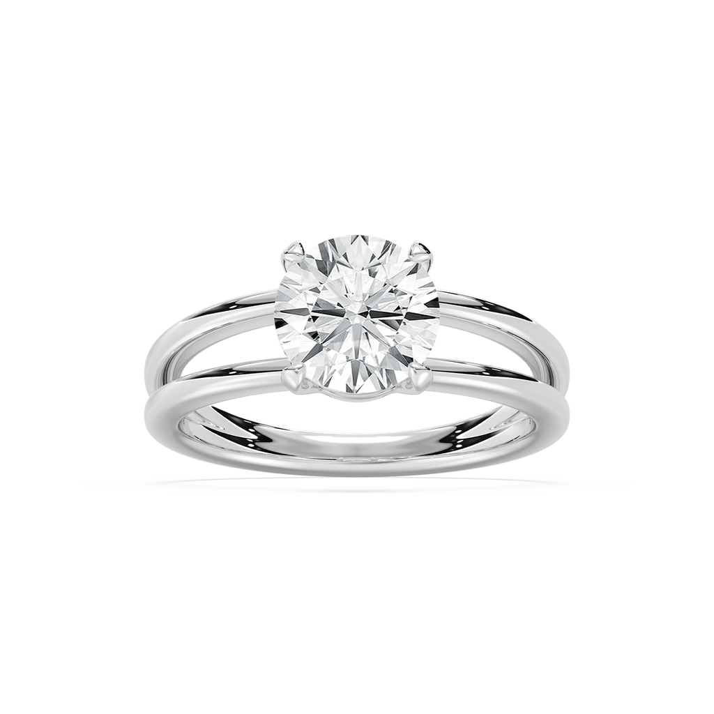 Duet 2 ctw Round LGD Duet Split Shank Solitaire Engagement Ring - 14K White Gold / F-VS2