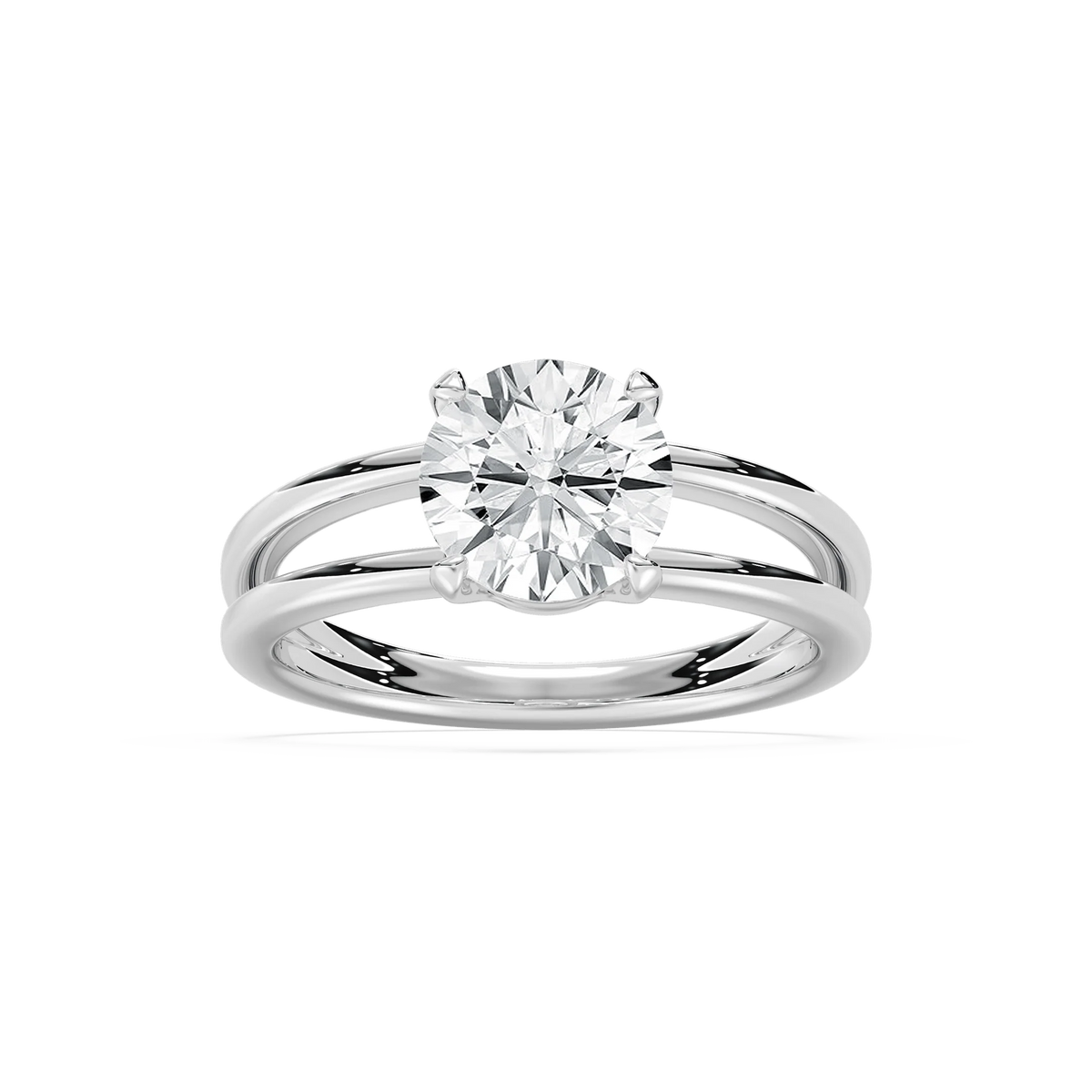 Duet 2 ctw Round LGD Duet Split Shank Solitaire Engagement Ring - 14K White Gold / F-VS2