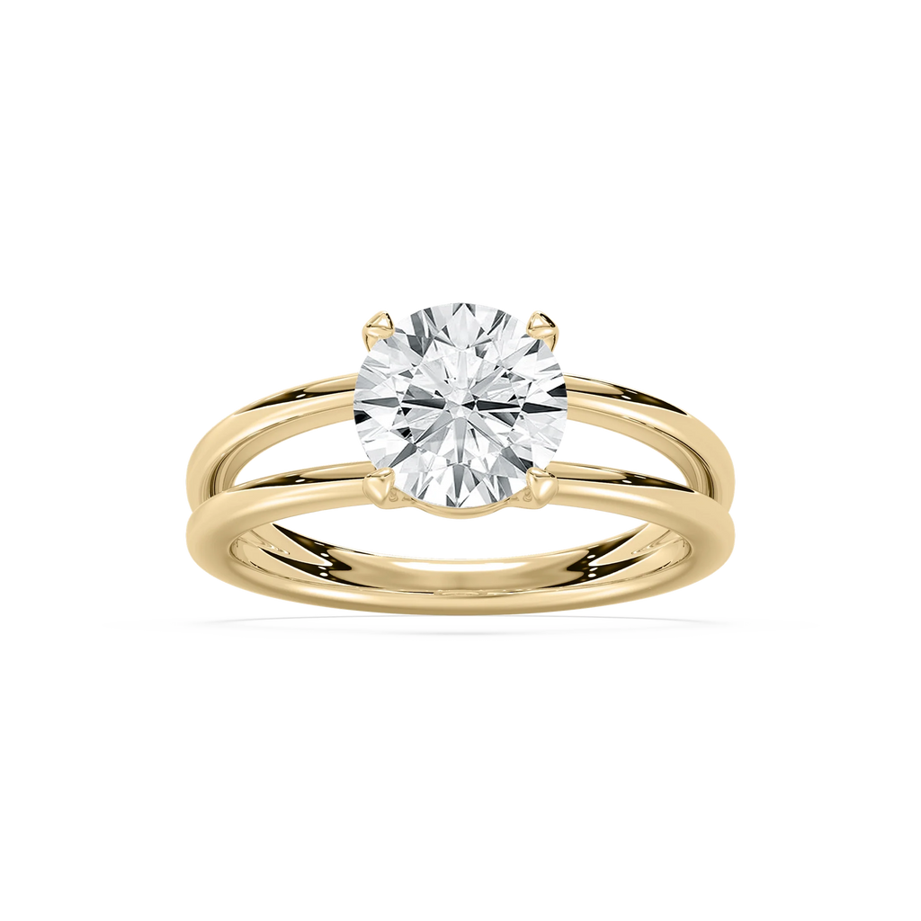 Duet 2 ctw Round LGD Duet Split Shank Solitaire Engagement Ring - 14K Yellow Gold / F-VS2