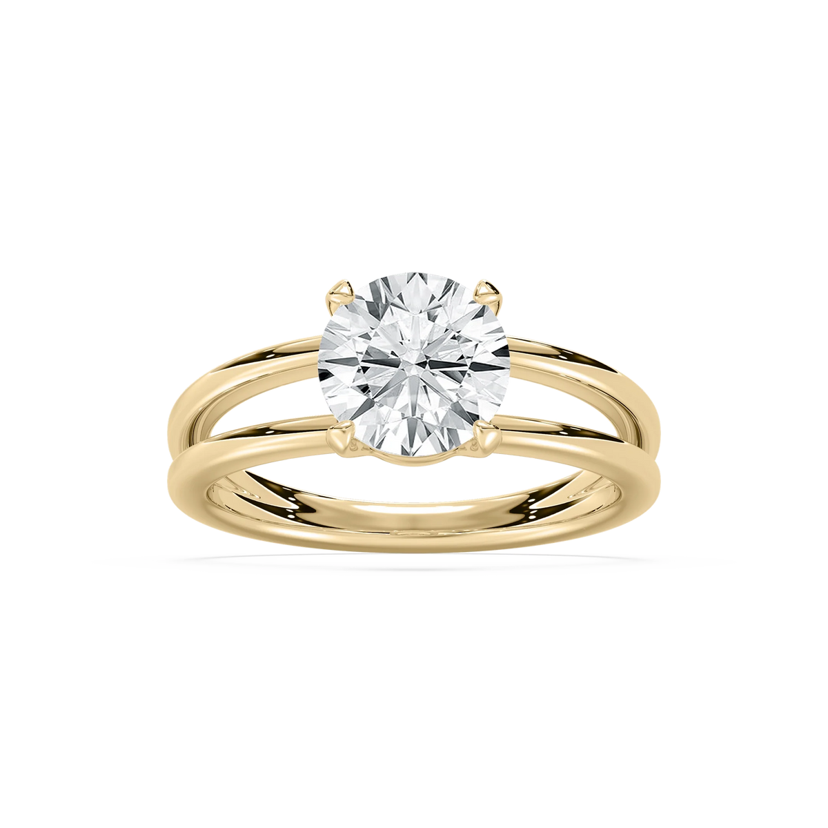 Duet 2 ctw Round LGD Duet Split Shank Solitaire Engagement Ring - 14K Yellow Gold / F-VS2
